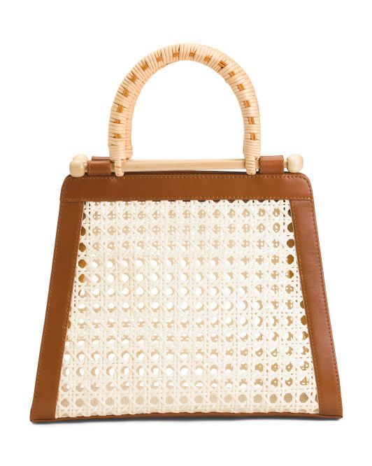Caning Satchel With Wooden Handles | TJ Maxx