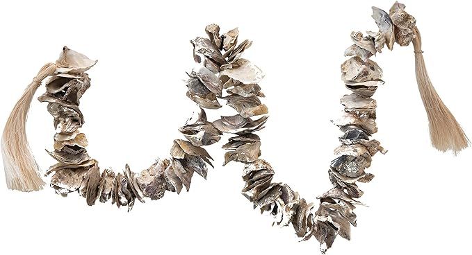 Creative Co-Op Oyster Shell Raffia Tassels Garland, Multi Color | Amazon (US)