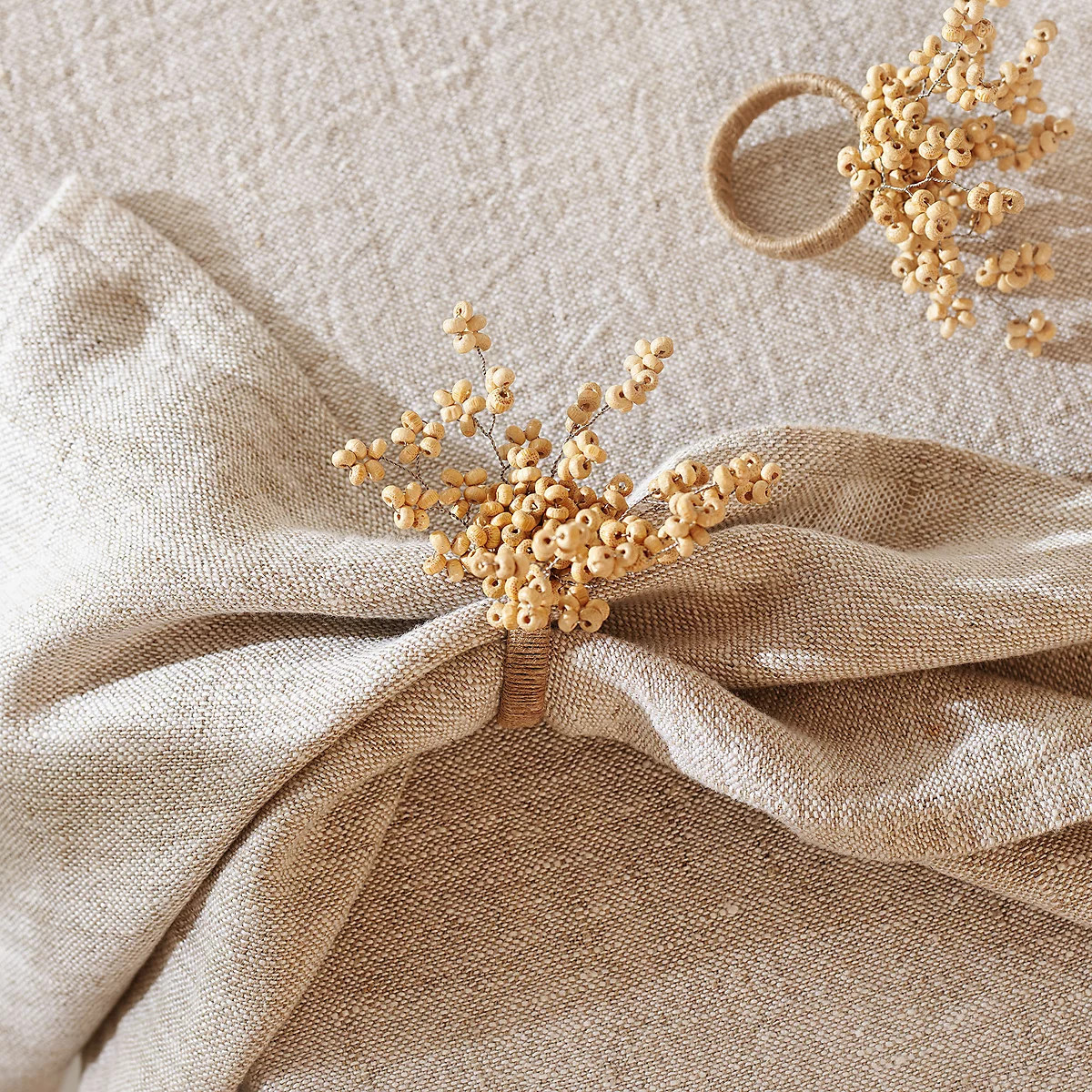 Austell Wooden Beaded Napkin Rings – Set of 4 | The White Company (UK)