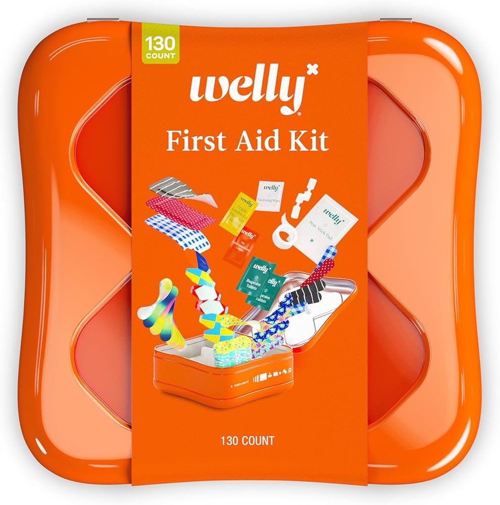 Welly First Aid Kit - Adhesive Flexible Fabric and Waterproof Bandages, Tape and Non-Stick Pads, ... | Amazon (US)