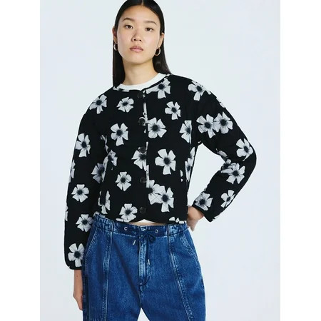 Scoop Women's Cotton Floral Print Quilted Jacket, Lightweight, Sizes XS-XXL | Walmart (US)
