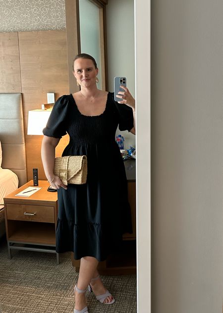 My outfit for a friend’s Rehearsal Dinner. 
Hill House Home Louisa Nap Dress (XL), Margaux City Sandals, and Pamela Munson raffia clutch  

#LTKwedding #LTKstyletip