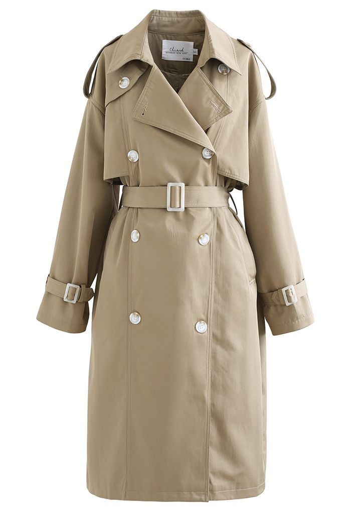 Double-Breasted Belted Trench Coat in Tan | Chicwish