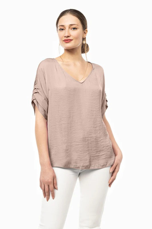 Mauve Top With Sleeve Detail | Peppered with leopard