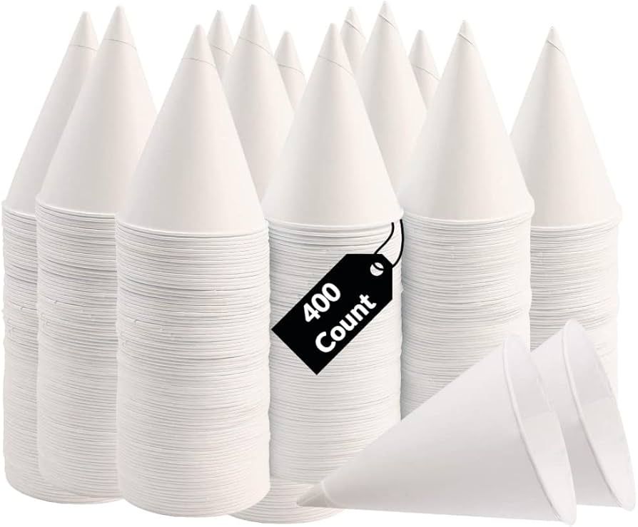 Smygoods White Paper Cone Cups 4.5 Oz, Snow Cone Cups (400 Count) | Amazon (US)