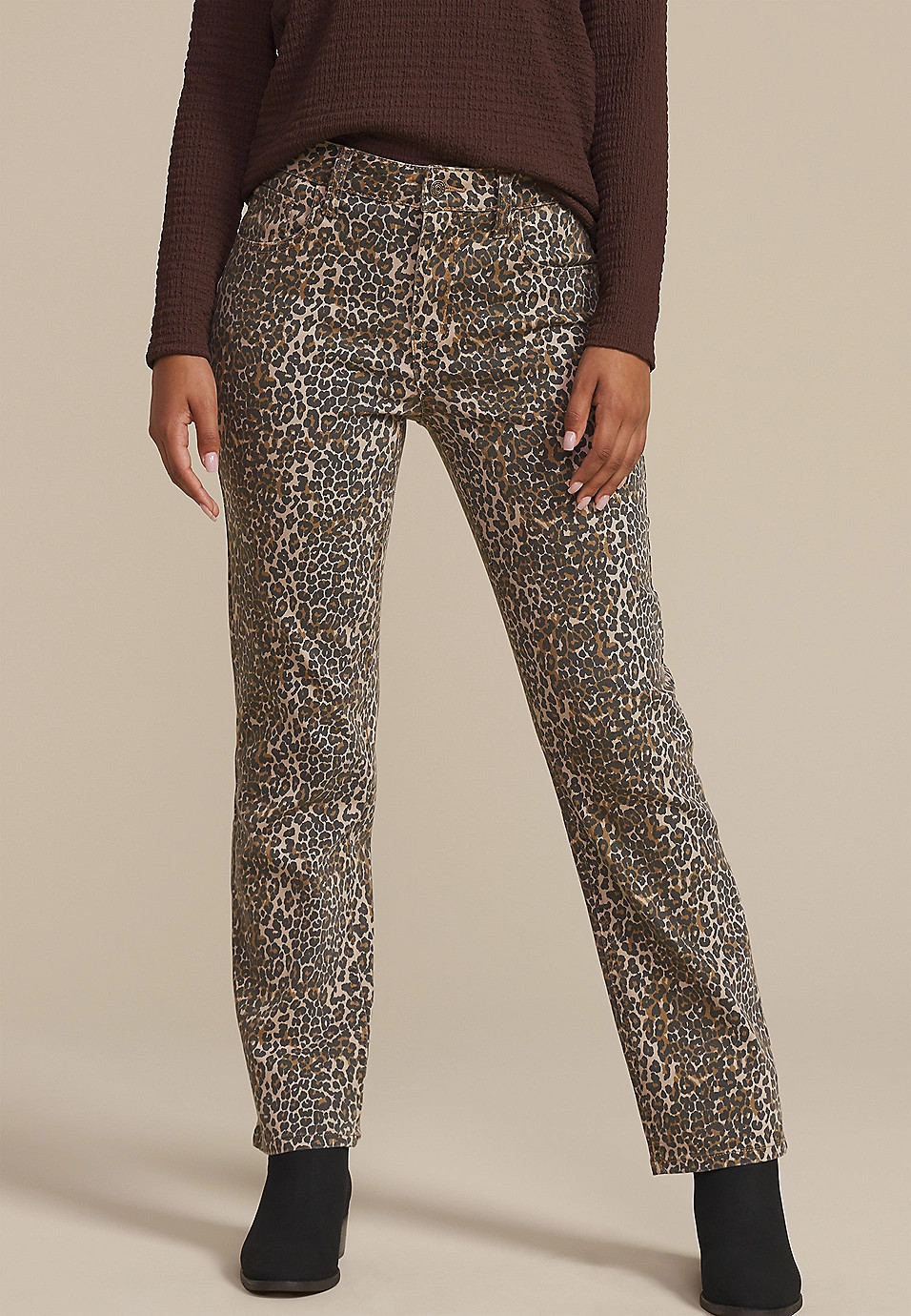 m jeans by maurices™ High Rise Leopard Straight Jean | Maurices