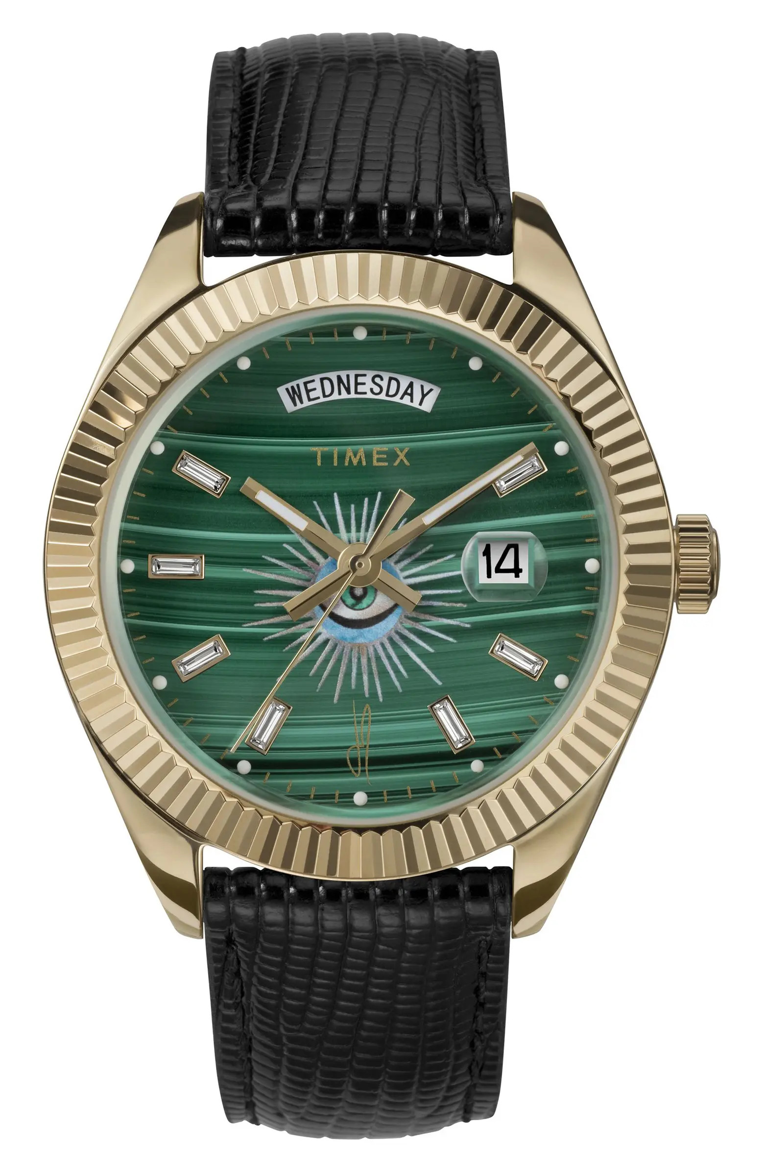 x Jacquie Aiche Leather Strap Watch, 41mm | Nordstrom