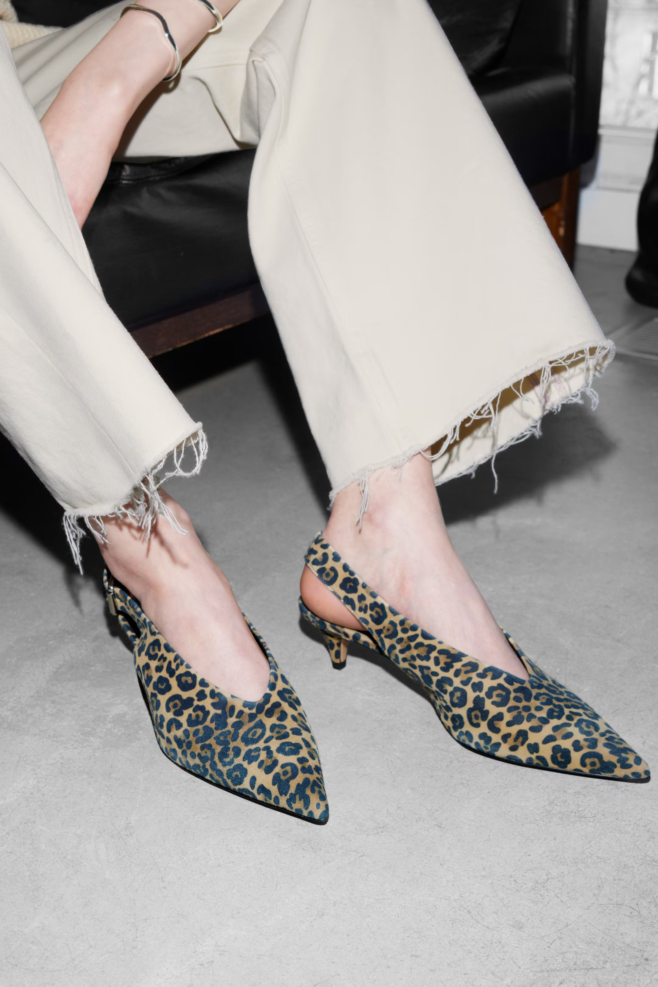 Leather Slingback Kitten Heels | H&M (UK, MY, IN, SG, PH, TW, HK)