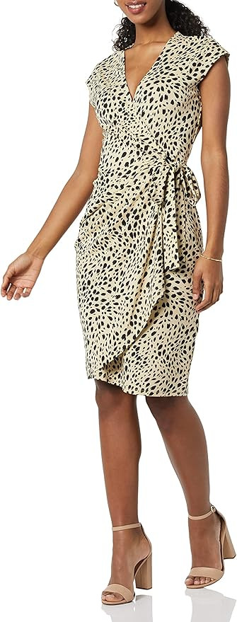 Amazon Essentials Women's Classic Cap Sleeve Wrap Dress (Available in Plus Size) | Amazon (US)