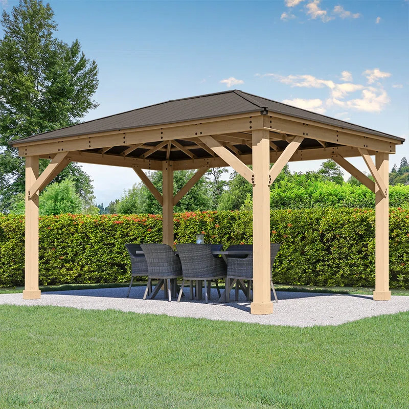 Meridian 16 Ft. W x 12 FT. D Solid Wood Patio Gazebo | Wayfair North America