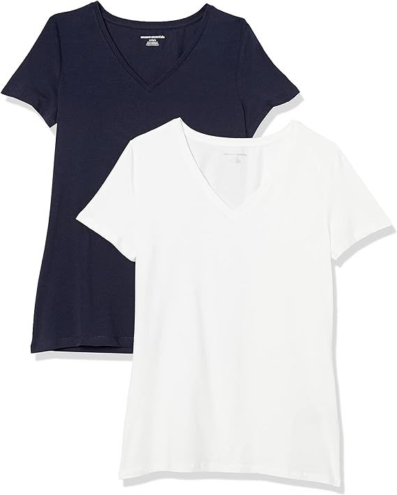 Amazon Essentials Women's Classic-Fit Short-Sleeve V-Neck T-Shirt, Multipacks | Amazon (US)