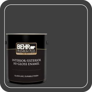 1 gal. Pure Black Hi-Gloss Enamel Exterior/Interior Paint | The Home Depot