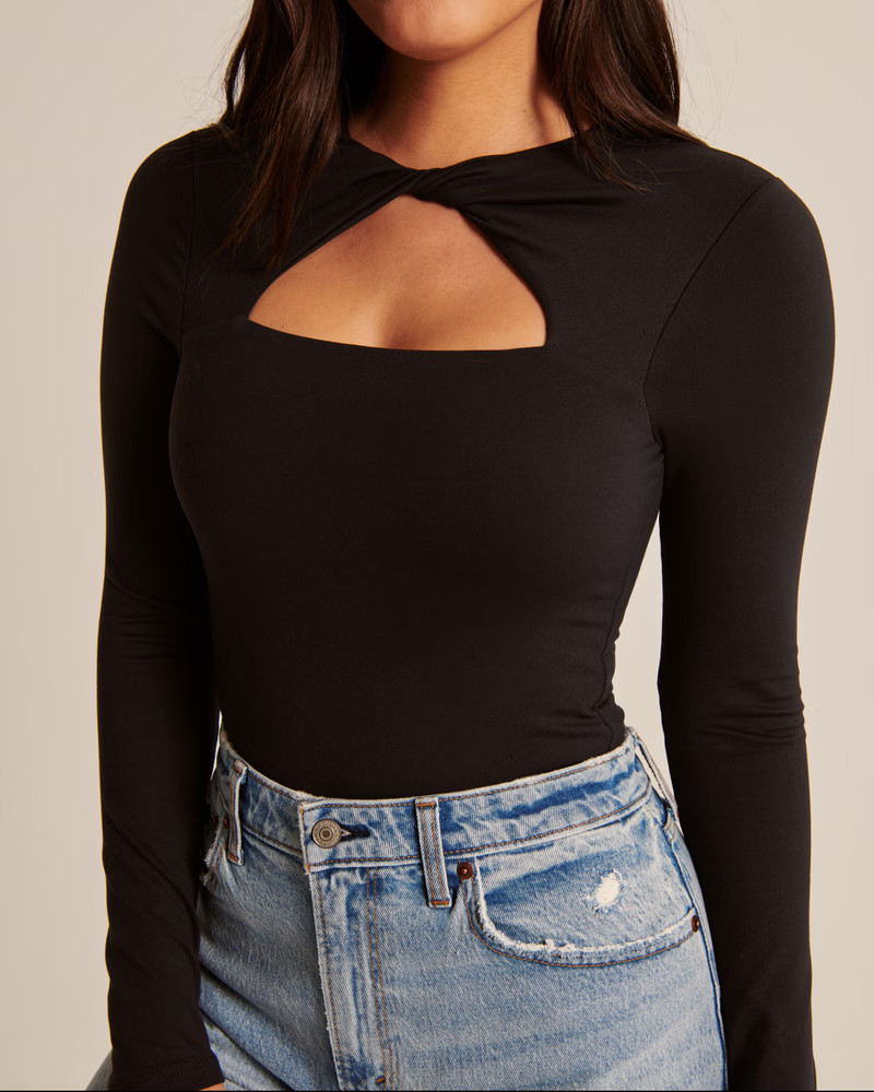 Women's Long-Sleeve Seamless Fabric Twist Cutout Bodysuit | Women's Tops | Abercrombie.com | Abercrombie & Fitch (US)