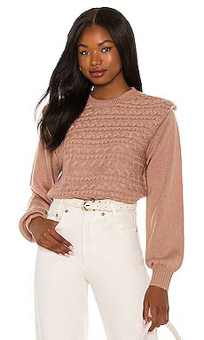 525 Cable Shoulder Pad Pullover in Portobella from Revolve.com | Revolve Clothing (Global)