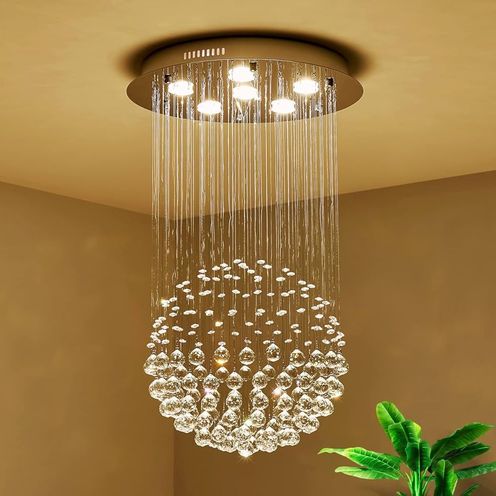 Saint Mossi Chandelier Modern K9 Crystal Raindrop Chandelier Lighting Flush mount LED Ceiling Lig... | Amazon (US)