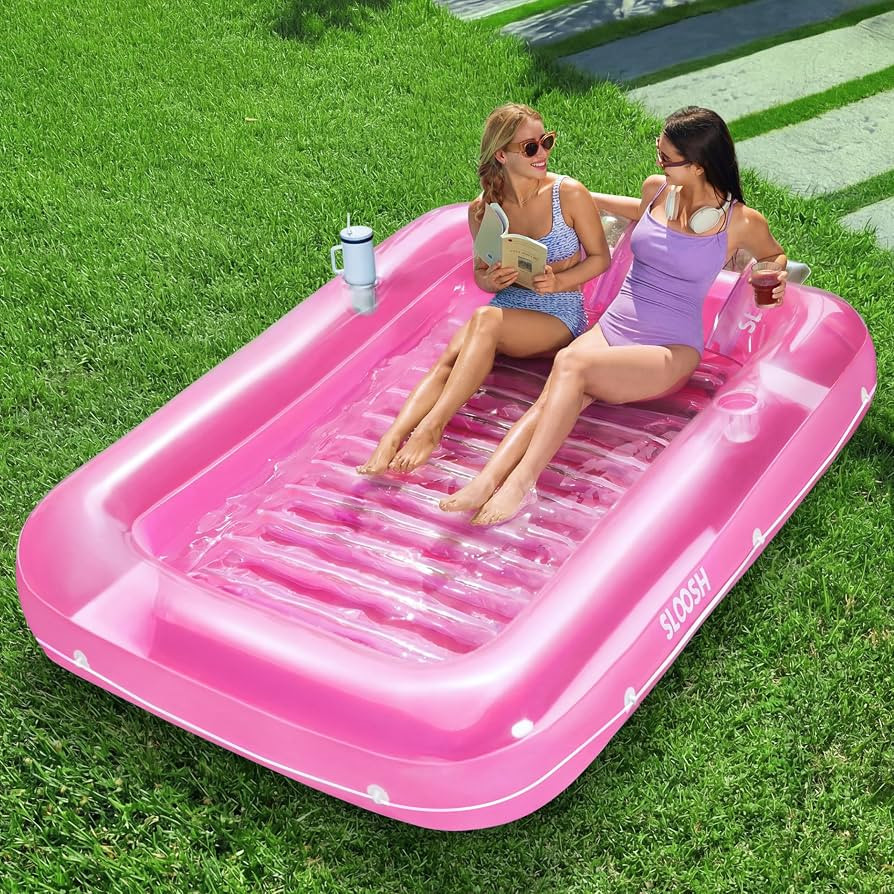 SLOOSH Inflatable Tanning Pool Lounger Float, 85" x 57" Extra Large Pool Floats Adult with Pillow... | Amazon (US)