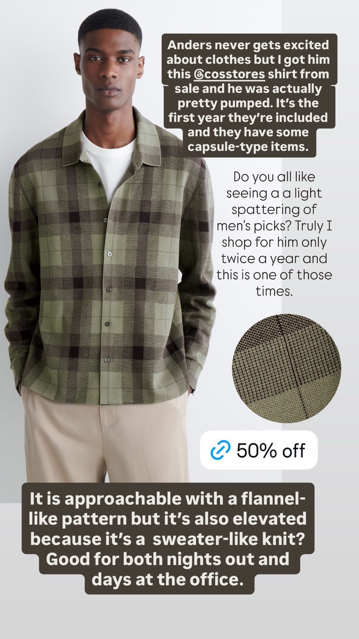 ‼️50% Off: Anders really liked this shirt from the Nordstrom sale (and he never gets excited about clothes, so it’s worth noting). The material is a sweater-like knit that slightly elevates the look, so it could also be worn for something like a lowkey night out.

#LTKSaleAlert #LTKMens