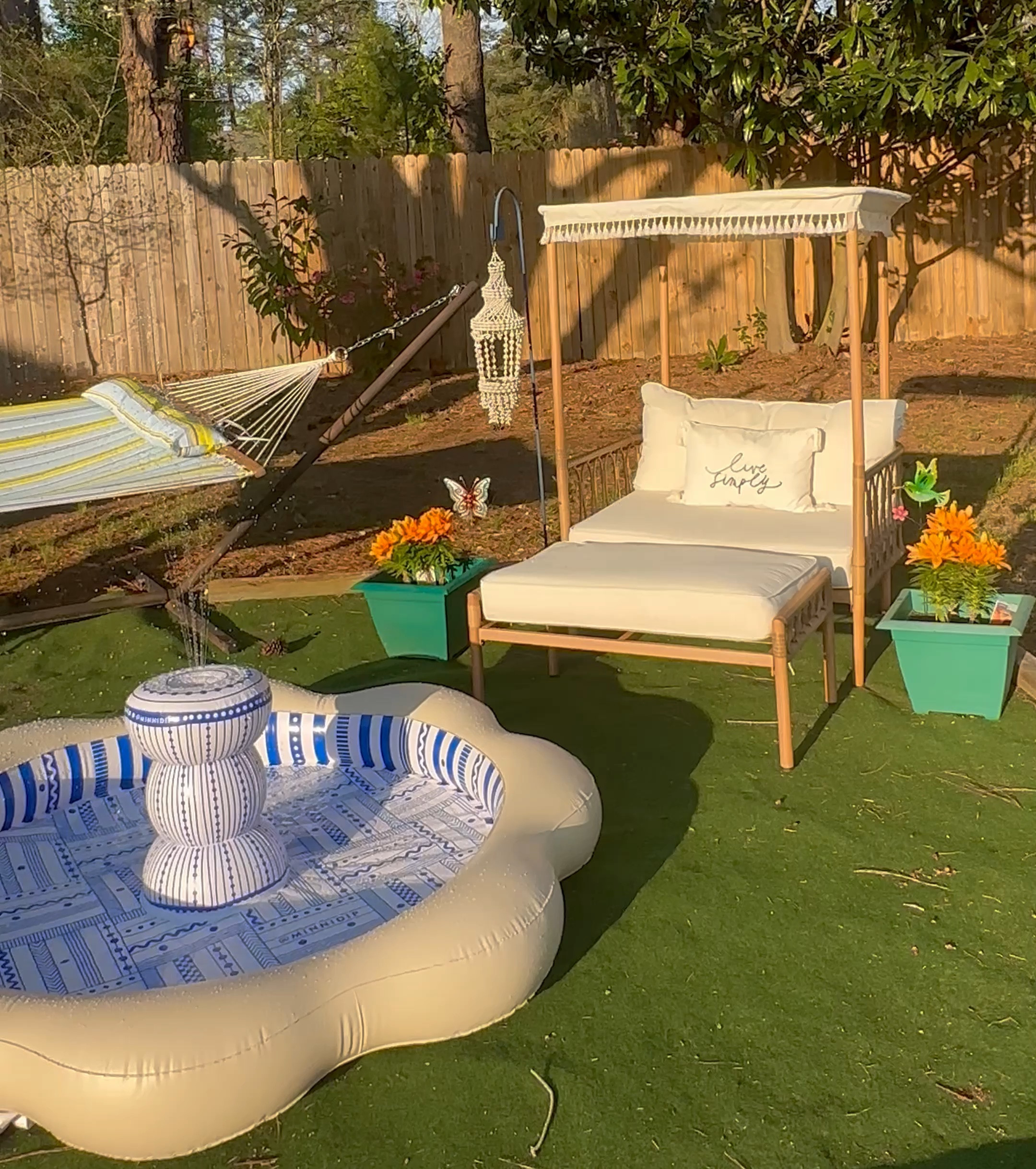 Looking for something to spruce up your backyard? Look no further than @minnidip 💦 They have the perfect accessories for your outdoor space no matter how small. This fountain is perfect for relaxing and creating a resort vibe. It inflates in a couple of minutes and the sprinkler can be adjusted for up to 10 feet of spray. It made the perfect addition to this corner of the yard just listen to how peaceful it is⛲️ ❤️

#minnidip #targetstyle #targethome #targetpatio #outdoorspace #outdoorliving #fountainviews #createyourspace #virginiablogger #patiodecor #patiofurniture 

#LTKhome #LTKSeasonal #LTKunder100