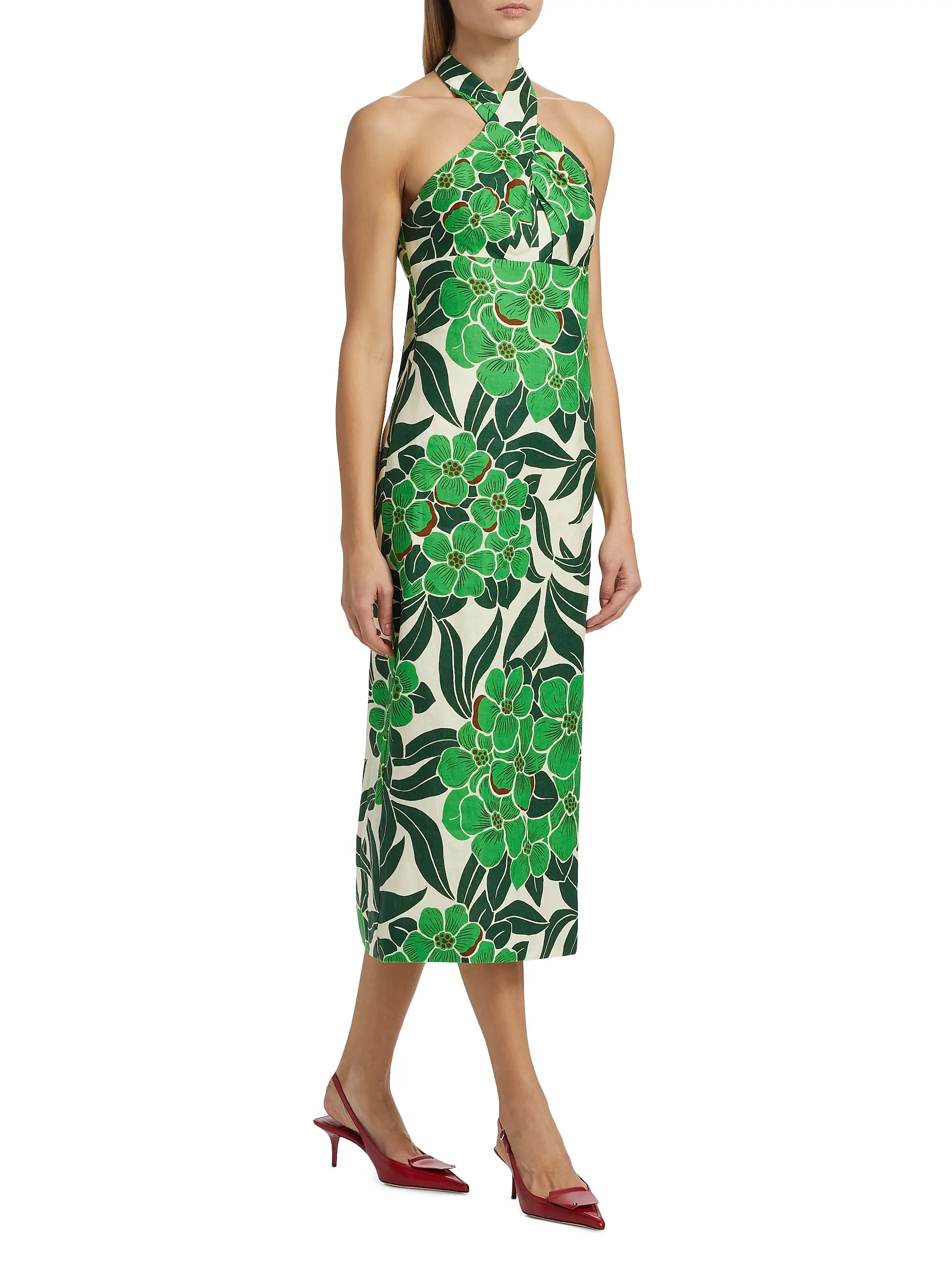 Perla Tropical Halter Midi-Dress | Saks Fifth Avenue