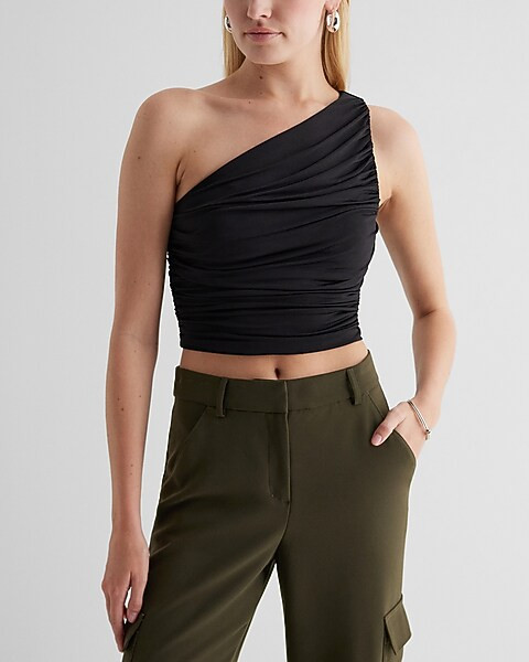 Body Contour Compression Ruched One Shoulder Tank | Express