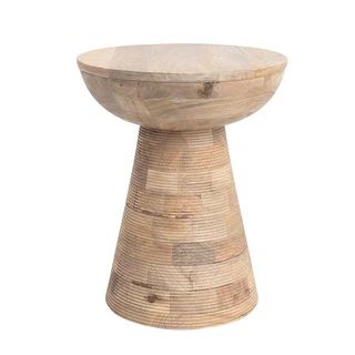 Hand-Carved Mango Wood Table/Stool - Overstock - 35664657 | Bed Bath & Beyond