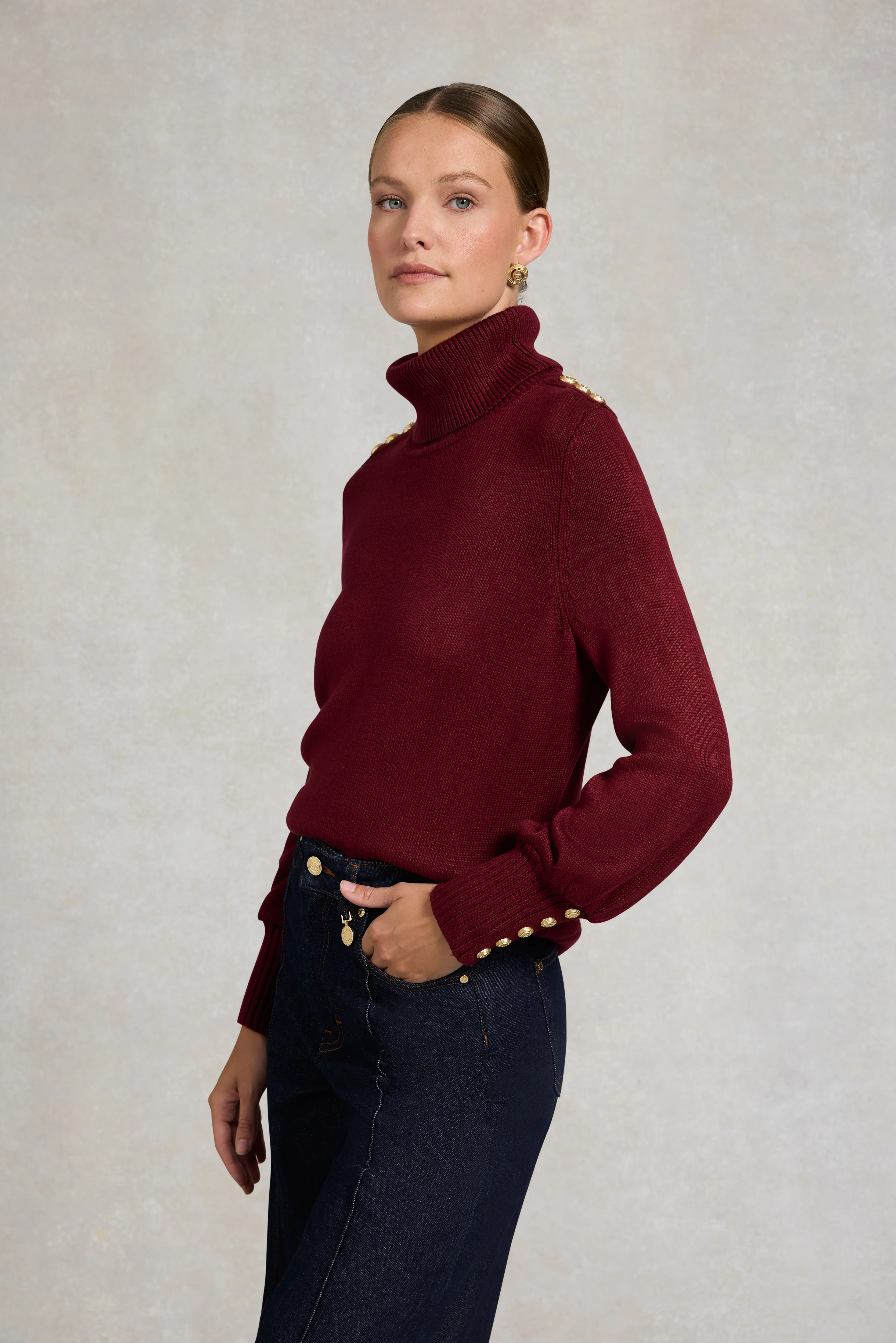 Chamonix Roll Neck Knit (Wine) | Holland Cooper