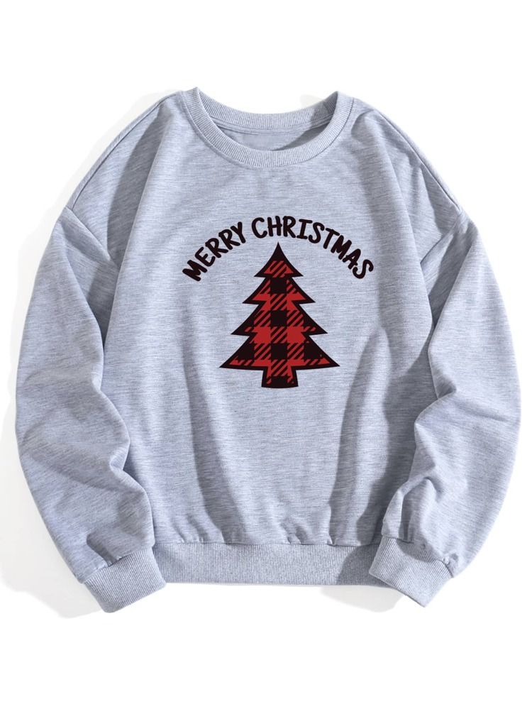 Plus Christmas & Slogan Graphic Sweatshirt | SHEIN