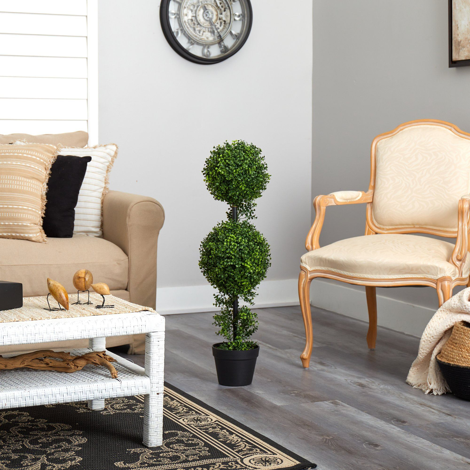 34\u201d Boxwood Double Ball Topiary Artificial Tree (Indoor/Outdoor) | Nearly Natural | Nearly Natural