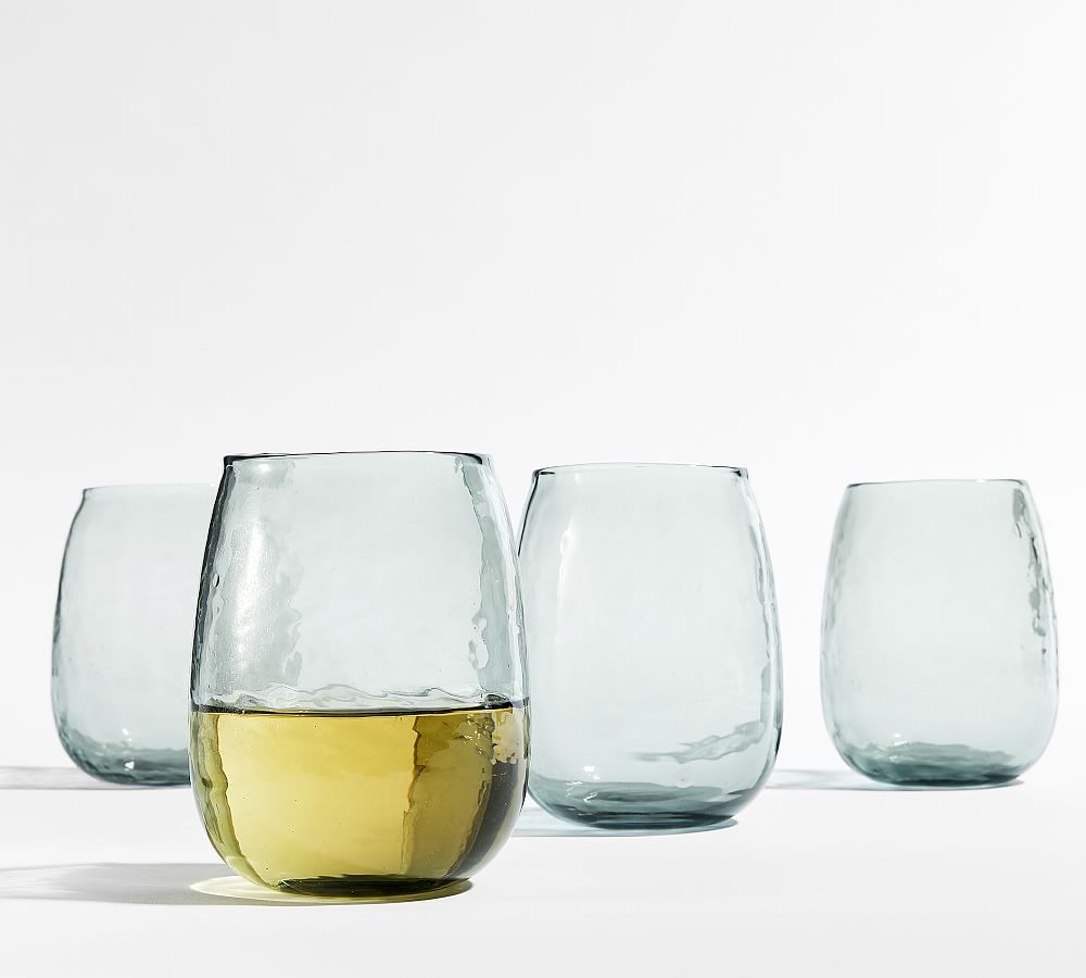 Hammered Handcrafted Stemless Wine Glasses | Pottery Barn (US)