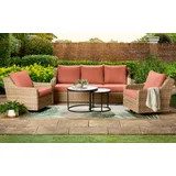 Better Homes & Gardens River Oaks Outdoor 5-Piece Wicker Conversation Set with Patio Cover,  Red | Walmart (US)