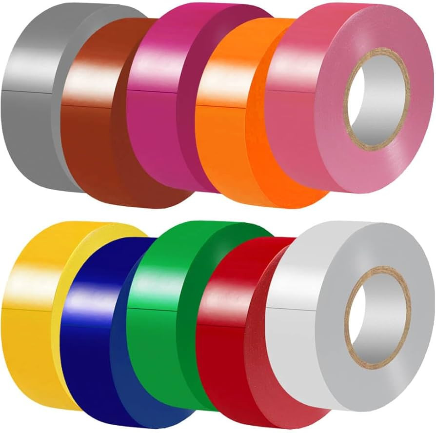 Electrical Tape Matte Rainbow 10 Colors Pack 3/4-Inch by 60 Feet, Waterproof,Strong Adhesive, Dur... | Amazon (US)