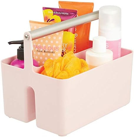 mDesign Plastic Portable Storage Organizer Utility Caddy Tote, Divided Basket Bin - Metal Handle ... | Amazon (US)