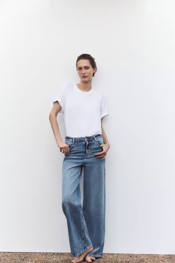 Z1975 HIGH RISE WIDE LEG LONG LENGTH JEANS | Zara US