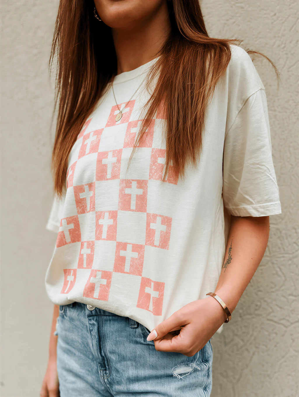 Bold Crosses Tee - Ivory | Worthy Wear