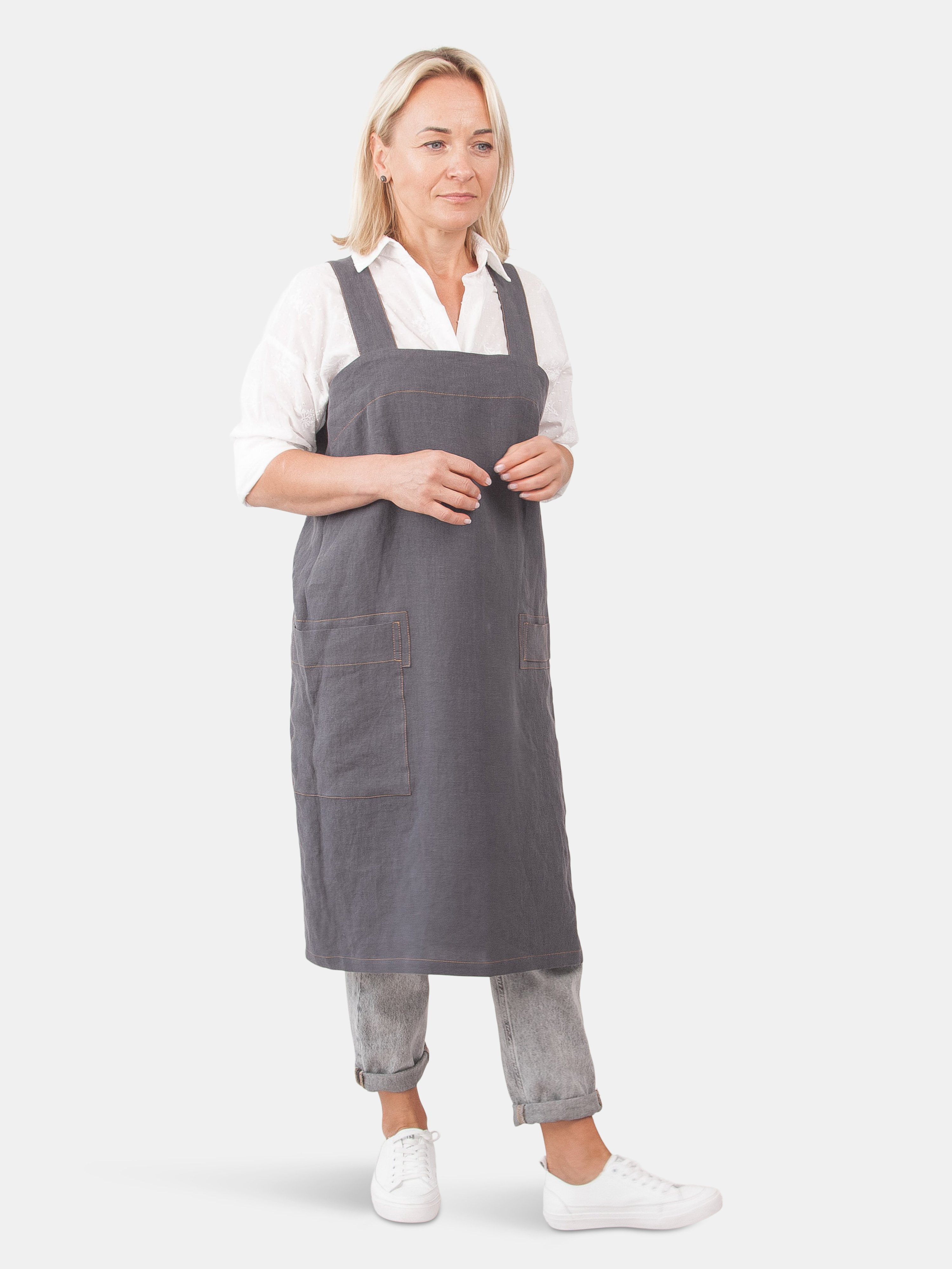 Japanese Linen Apron - CHARCOAL | Verishop