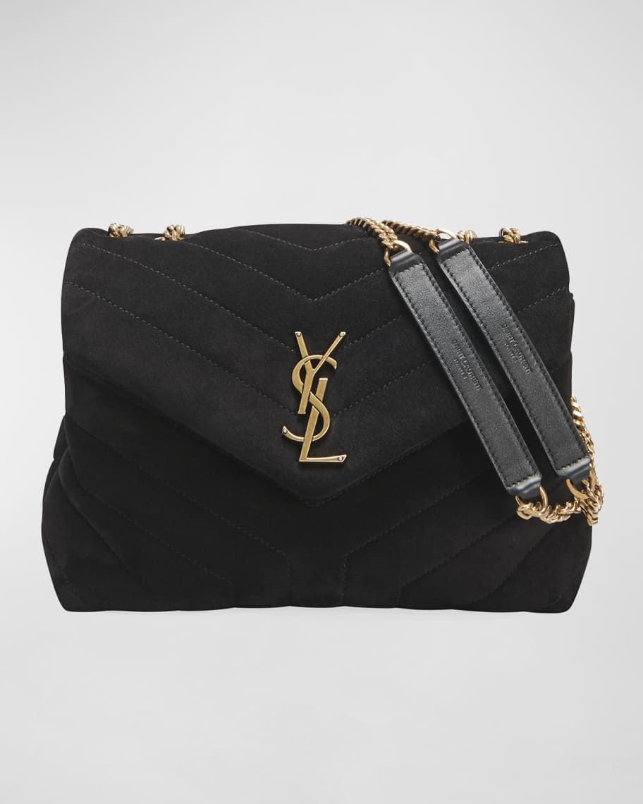 Saint Laurent Loulou Small Monogram YSL Suede V-Flap Shoulder Bag | Neiman Marcus
