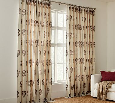 Elinor Floral Mughal Linen Cotton Curtain | Pottery Barn (US)