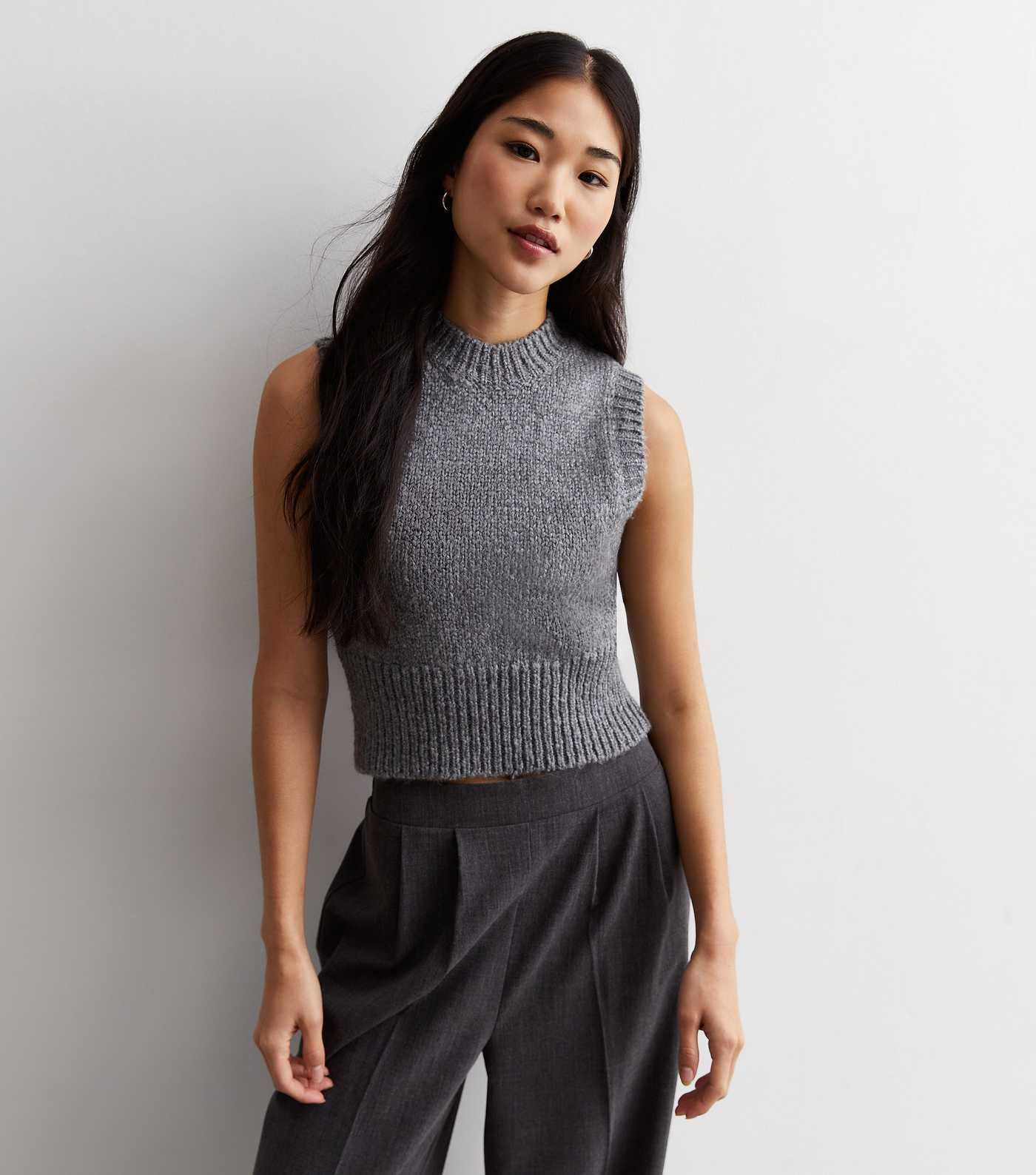 Grey Knit Crop Vest | New Look | New Look (UK)