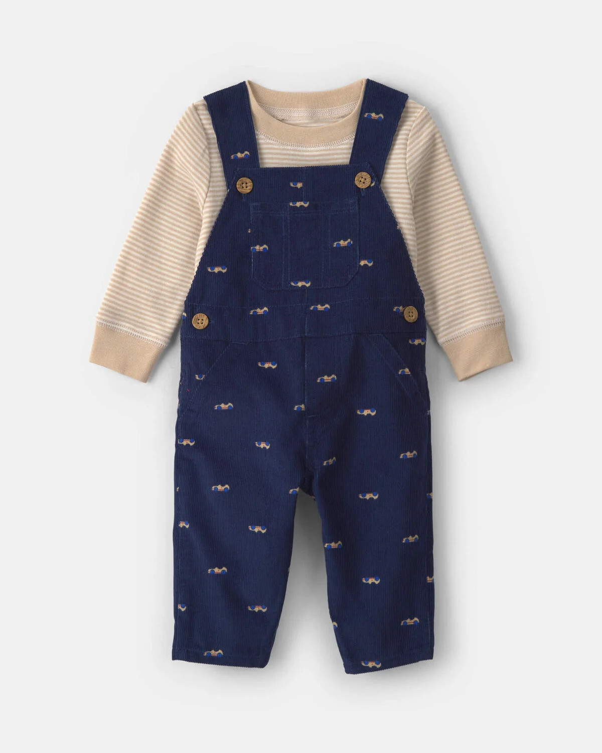 Baby Boy 2-Piece Car Corduroy Long-Sleeve Overall Set - Navy Blue/Cream | Carter's Inc