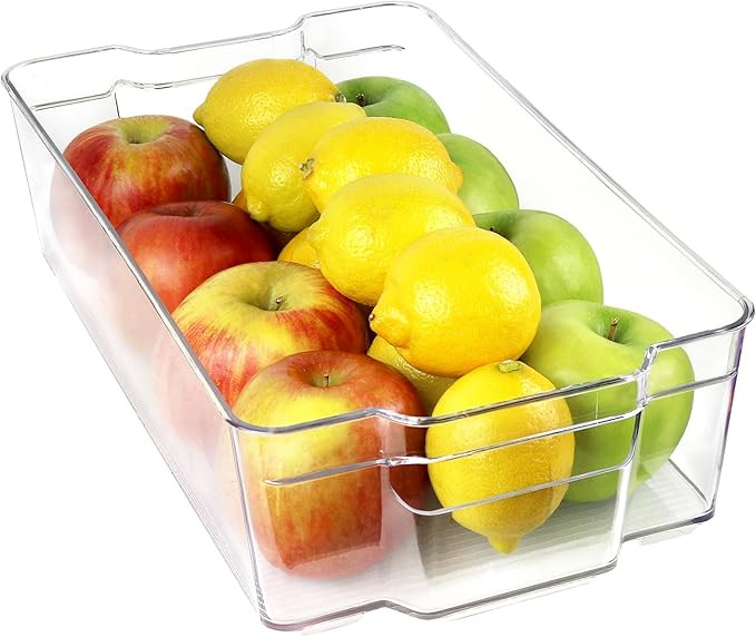 Greenco Clear Stackable Organizer Containers with Handles for Refrigerator Freezer Pantry Cabinet... | Amazon (US)