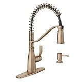 Moen Nolia Bronzed Gold One-Handle Pre-Rinse Spring Kitchen Faucet with Pull Down Sprayer, Single... | Amazon (US)