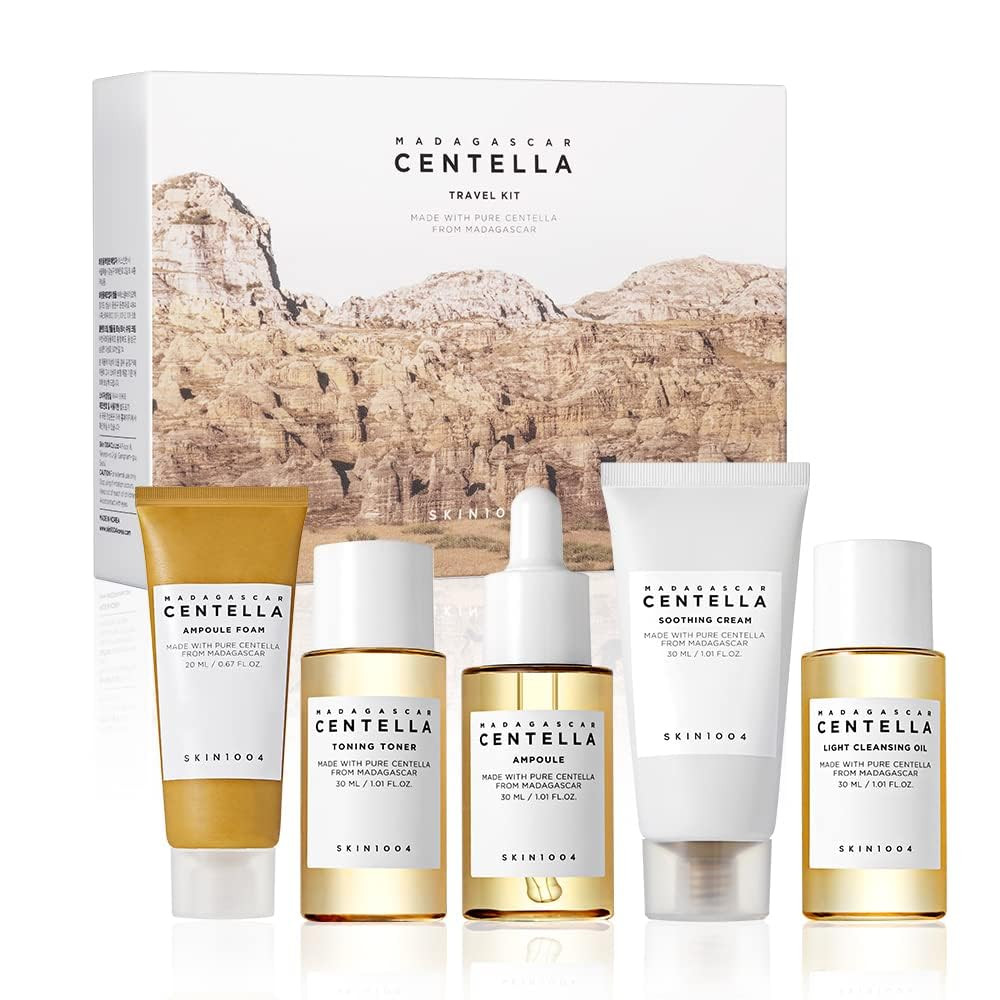 SKIN1004 Madagascar Centella Travel Kit, Toner, Ampoule, Soothing Cream, Cleansing Oil, Ampoule F... | Amazon (US)