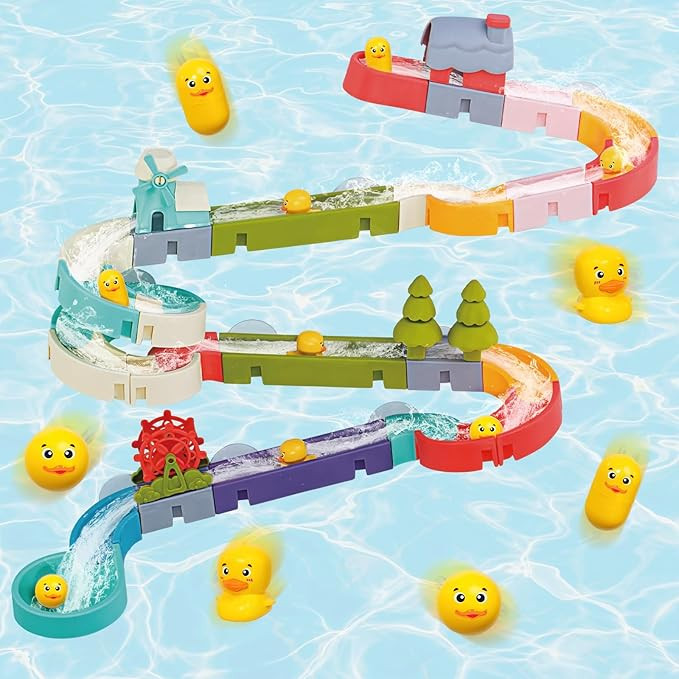 Duck Slide Bath Toys for Kids Ages 4-8, Wall Track Building Set for 5-7 Years Old, Fun DIY Kit Bi... | Amazon (US)