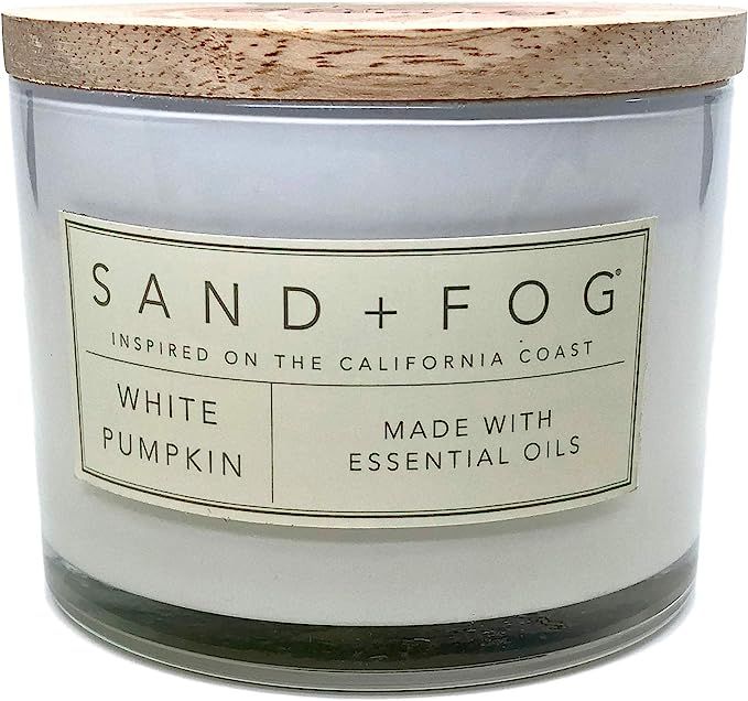 Sand and Fog White Pumpkin Scented Candle with Wood Lid | Amazon (US)