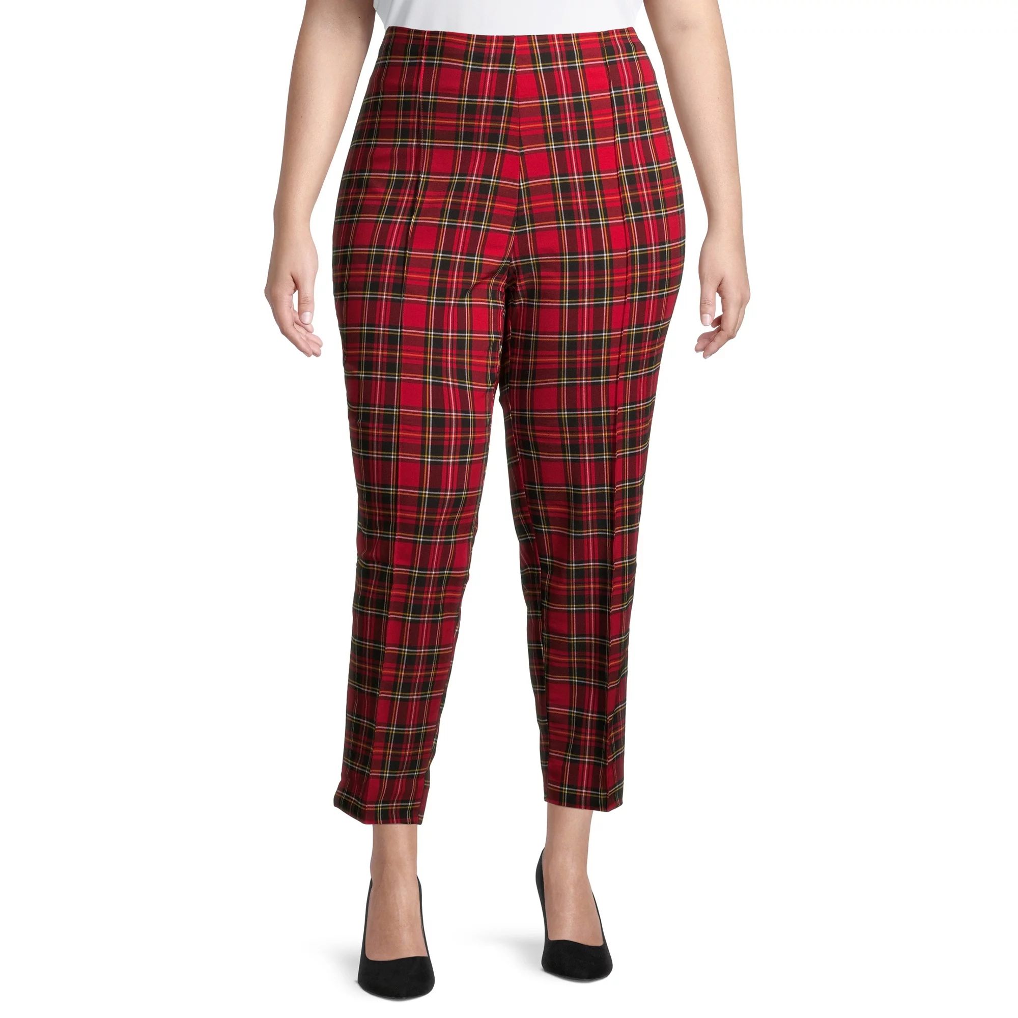 Terra & Sky Women's Plus Size Printed Slim Leg Dress Pants | Walmart (US)