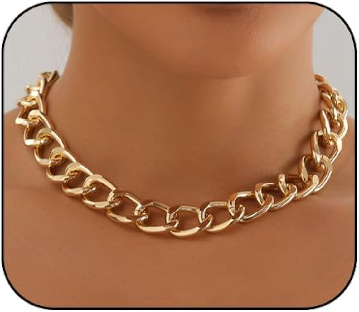 Gold Chunky Choker Necklace for Women Gold Cuban Link Chain Thick Necklaces Punk Twist Choker Nec... | Amazon (US)