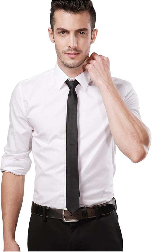 Landisun Skinny Tie Solid Tie Satin Tie Slim Tie Exclusive Necktie Regular Tie | Amazon (US)