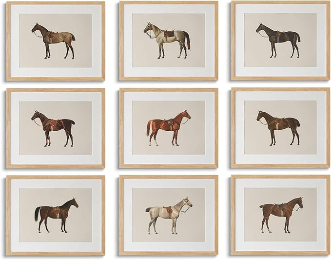 LOARTVE 9Pcs Vintage Horse Canvas Wall Art Posters,Farmhouse Horse Art Prints Rustic Gallery Wall... | Amazon (US)