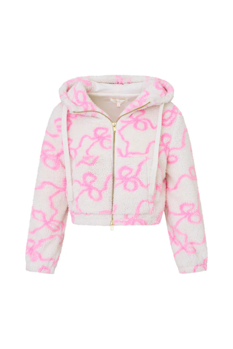 Girls Jacquel Fleece Bow Print Bomber | LoveShackFancy