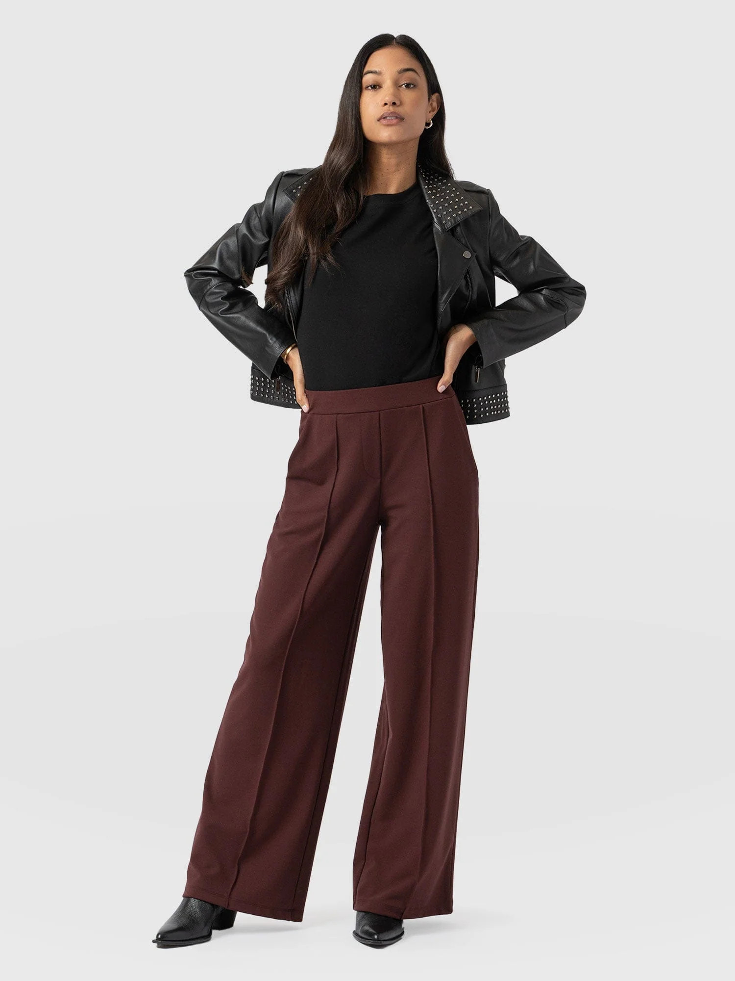Keller Wide Leg Pant - Maroon | Saint + Sofia